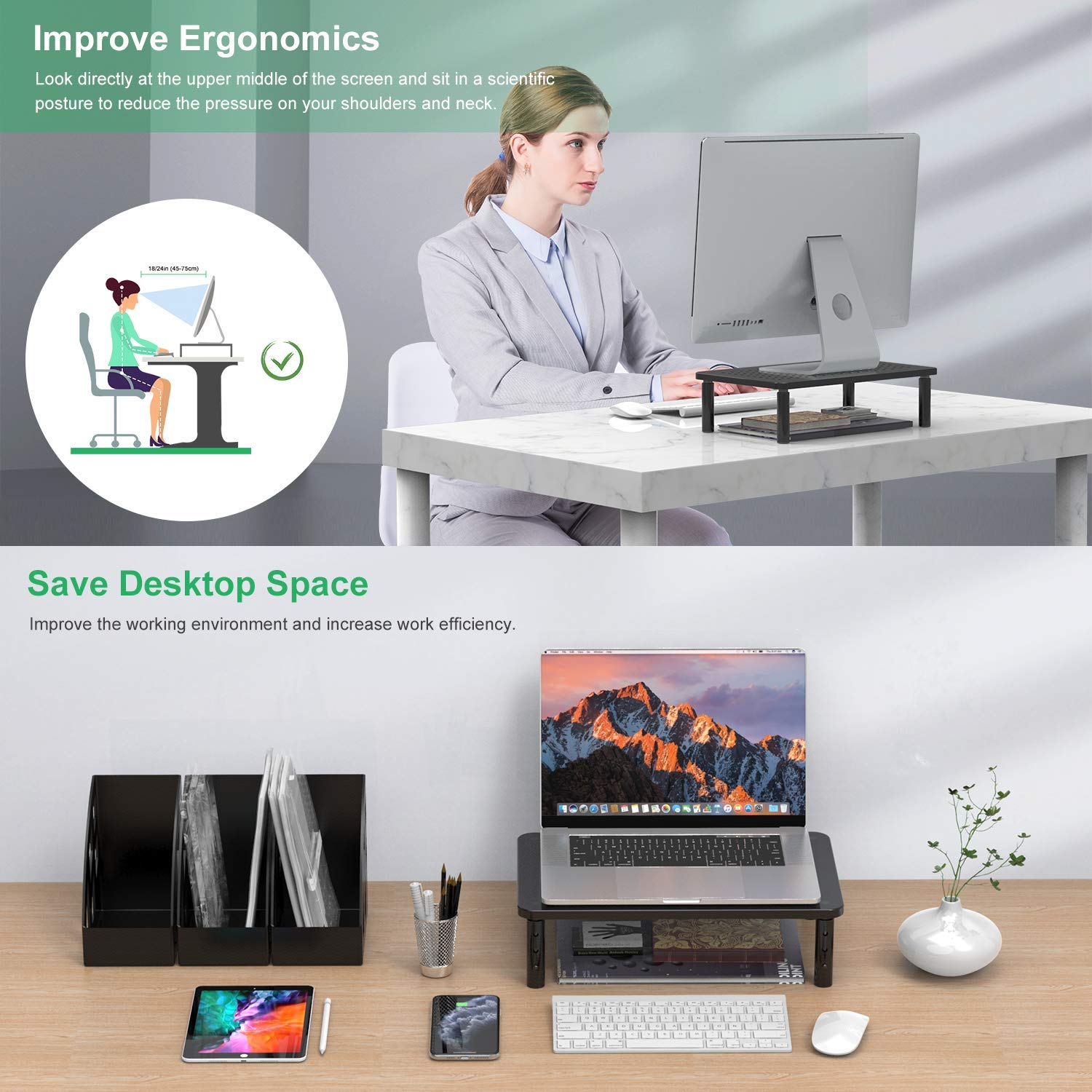 Amazon.co.jp: Minthouzモニタースタンド モニター台 金属製 PC